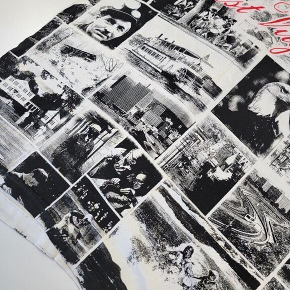 Vintage 90s Single Stitch All Over Print Newspaper AOP West Virginia Shirt Sz L - Picture 10 of 12